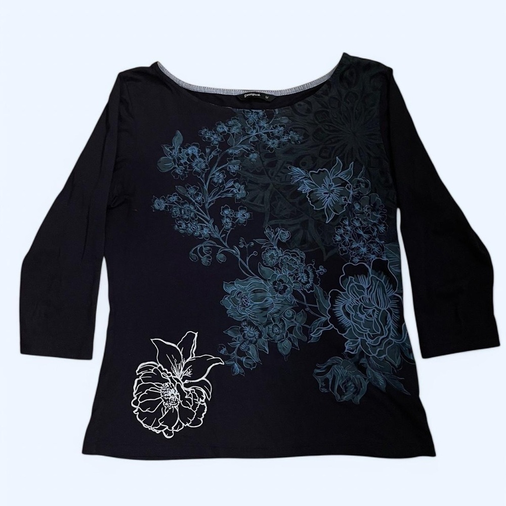 Desigual Floral Pattern 3/4 Sleeve Shirt